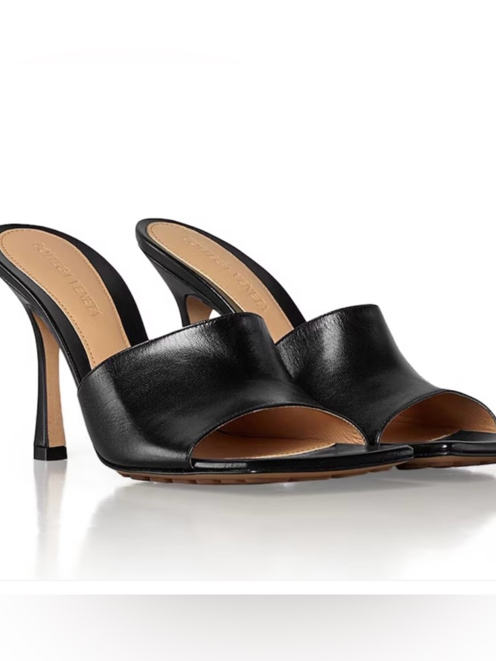 Bottega Veneta Stretch Mule 90 Black Leather Heels 36.5 Like New Worn Once